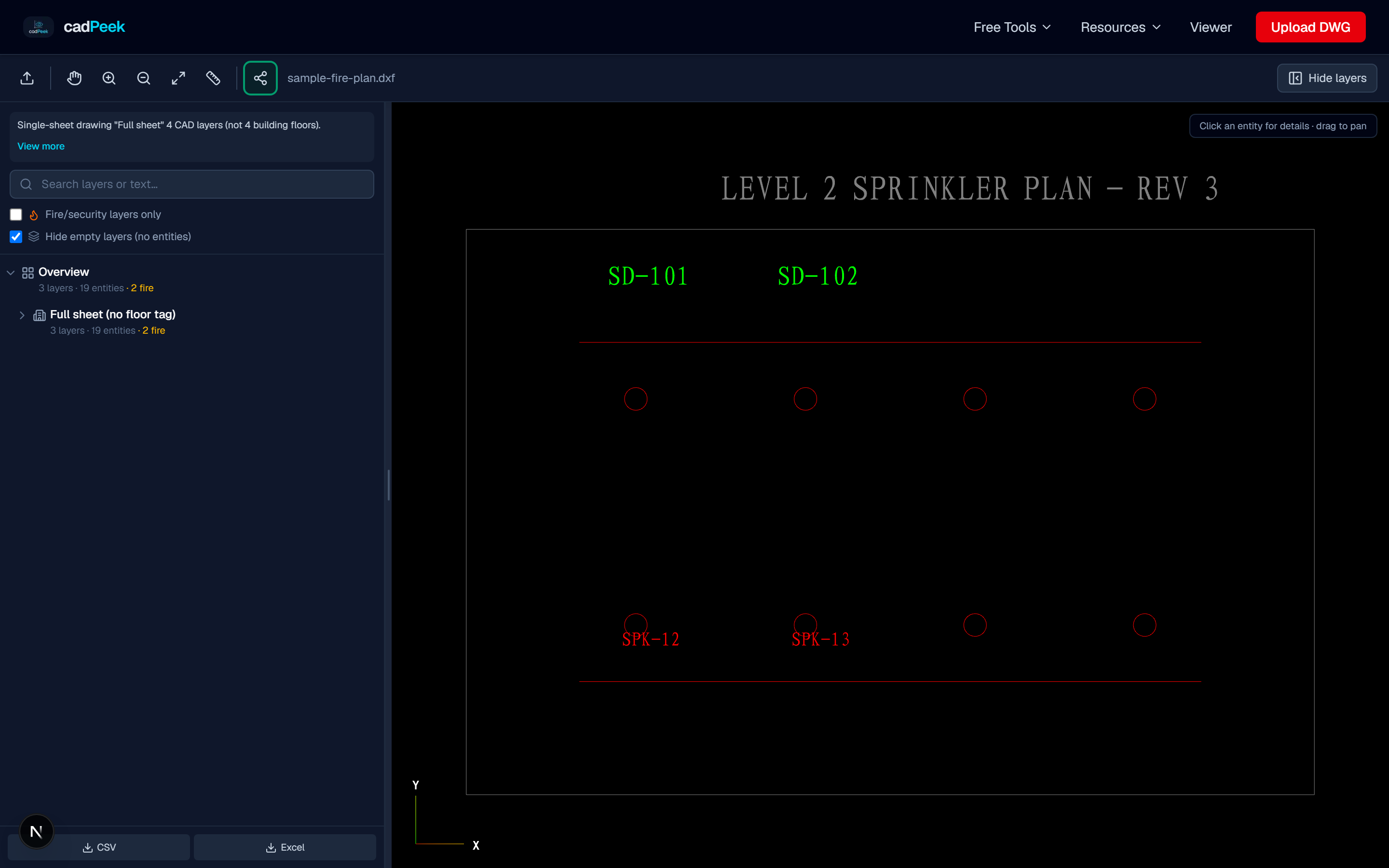 Share CAD Drawing Online after uploading a sample drawing in CadPeek